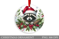 Cute Raccoon Christmas Ornament. Cute Raccoon Sublimation Product Image 1