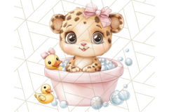 Safari Animal Babies in Bubble Baths, Cute Jungle Animal PNG Product Image 2