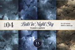 Bats Night Sky Pattern, Dark Gothic Bat Seamless Paper Product Image 1