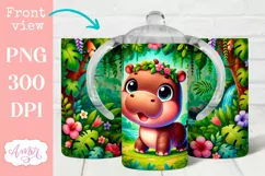 Cute hippo sippy cup sublimation PNG, Baby 12oz Kids tumbler Product Image 1