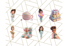 Kawaii Cozy Girl Clipart PNG, Pastel Fall Cozy Aesthetic Product Image 2