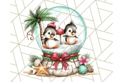 Christmas Penguins The Beach Clipart PNG, Tropical Holiday Product Image 2