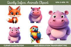 Quirky Safari Animals Clipart PNG Product Image 1