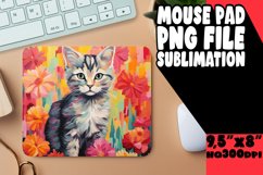 Sweet Floral Kitty Mouse Pad for Print PNG Product Image 1