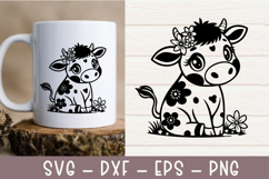 Baby Cow svg|Baby Dairy cow clipart|Flower Cow svg Product Image 1