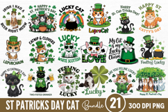 St Patricks Day Cat Sublimation Bundle PNG Product Image 1