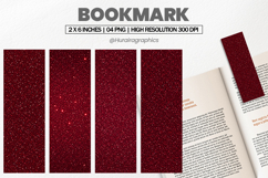 Dark Red Glitter Bookmarks PNG, Bookmark Sublimation Product Image 1