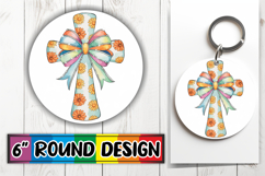 Unique Round Keychain Designs, Flower Cross Product Image 1