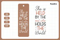 Christian Bookmark Saying SVG | She Is Held by the One Product Image 3