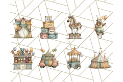 Vintage Carnival Animals Clipart PNG, Retro Circus Elements Product Image 6