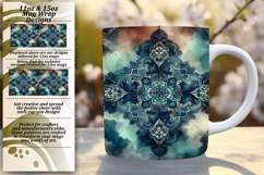 Festive 11oz Mug Wrap Png Artwork , Watercolor Patter Product Image 1