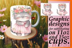 Floral Whimsy Cat Watercolor Mug Wrap - Spring Serenade Product Image 1