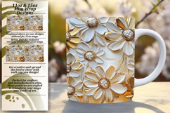Happy 15oz Mug Wrap Png Template , 3D Flower Product Image 1