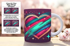 Fashionable 11oz Mug Wrap Png , Heart Product Image 1