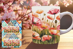 Bright 11oz Mug Wrap Png Artwork , Flowers Product Image 1