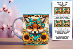 Floral 15oz Mug Wrap Png Design , Cute Animals Product Image 1