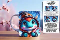 Flawless 11oz Mug Wrap Png Artwork , Halloween Dino Product Image 1