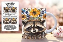 Cheerful Raccoon Floral Mug Wrap 11oz/15oz Product Image 1