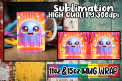Enchanted evenings 11oz 15oz sublimation wrap, 3D Cute Ghost Product Image 1