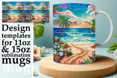 Summer Vibes Mug Wrap: Tropical Ocean and Palms 11oz/15oz Product Image 1
