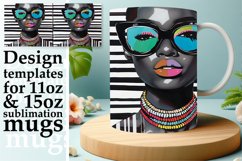 Melanin Majesty: Striped Portrait Pattern Mug Wrap Product Image 1
