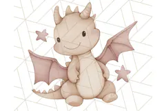 Watercolor Baby Dragon Clipart, Cute Nursery Fantasy PNG Product Image 4