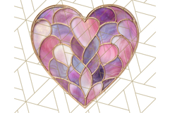 Stained Glass Heart PNG Clipart in Pastel and Bright Colors Product Image 2