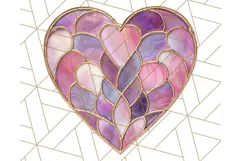 Stained Glass Heart PNG Clipart in Pastel and Bright Colors Product Image 2