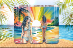 Faison Girls enjoy the summer vibes in beach Tumbler Wrap PN Product Image 1