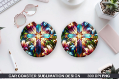 Car coaster sublimation, Easter Coaster PNG Design Product Image 1