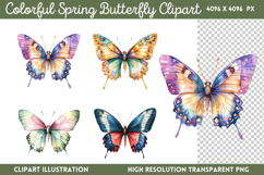 Colorful Spring Butterfly Clipart PNG Product Image 1