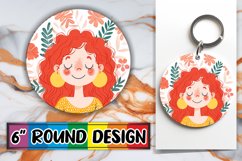 Lovely Watercolor Round Design with Woman Portrait PNG Product Image 1