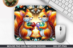 Ecureuil Mouse Pad Sublimation, Valentine Mouse Pad PNG Product Image 1