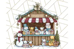 Cozy Christmas Market Stall Clipart PNG, Holiday Art Png Product Image 2