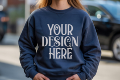 Navy Gildan 18000 Mockup, Sweatshirt Crewneck Mockups Product Image 1