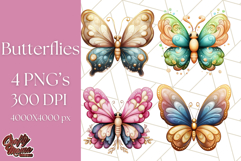 Jewel Toned Butterfly PNG Clipart, Vibrant Butterflies Product Image 1