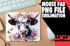 Spring Symphony Cow Mouse Pad: Watercolor Elegance Product Image 1