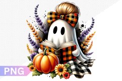 Halloween Ghost And Books Sublimation - Clipart PNG Design Product Image 1