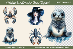 Gothic Under the Sea Clipart PNG Product Image 1