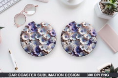 Flowers Car Coaster Sublimation| Flowers Coaster PNG Design Product Image 1