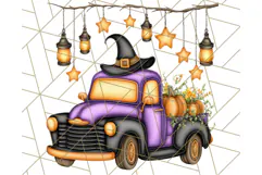 Halloween Cottagecore Truck PNG Clipart, Fall Style Clip Art Product Image 2