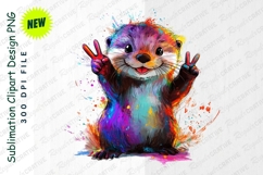 Cute Otter Illustration In Vibrant Watercolor Style Clipart Product Image 1
