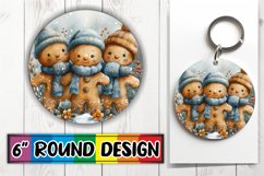 Winter Round Design Keychain Gingerbread Man Holiday Product Image 1