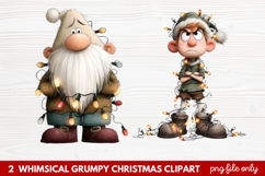 2 Whimsical Grumpy Christmas Clipart | Funny Grumpy Holiday Product Image 1