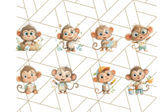 Zoo Monkeys Clipart, Cute Cartoon Jungle Monkeys PNG Product Image 2