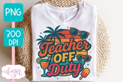 Teacher off duty T-shirt sublimation design, retro sunset Product Image 2