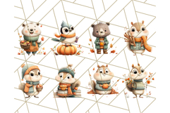 Cozy Autumn Animal Clipart, Fall Forest Critters PNG Product Image 2