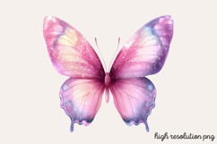 Gilter Pink Butterfly Clipart PNG Product Image 1