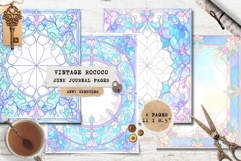 4 Blue Rococo Stained Glass Border Pastel Frame Page Product Image 1