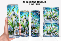Florals Skinny Tumbler 20oz Wrap Design, Winter Tumbler PNG Product Image 1